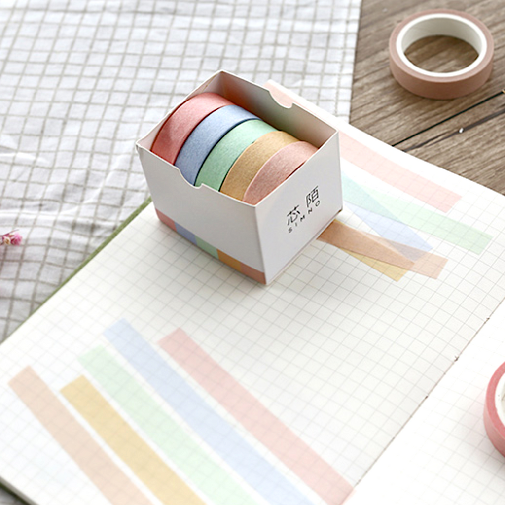 Macaron Color Washi Tape Set - Natural Colors (9 Types)