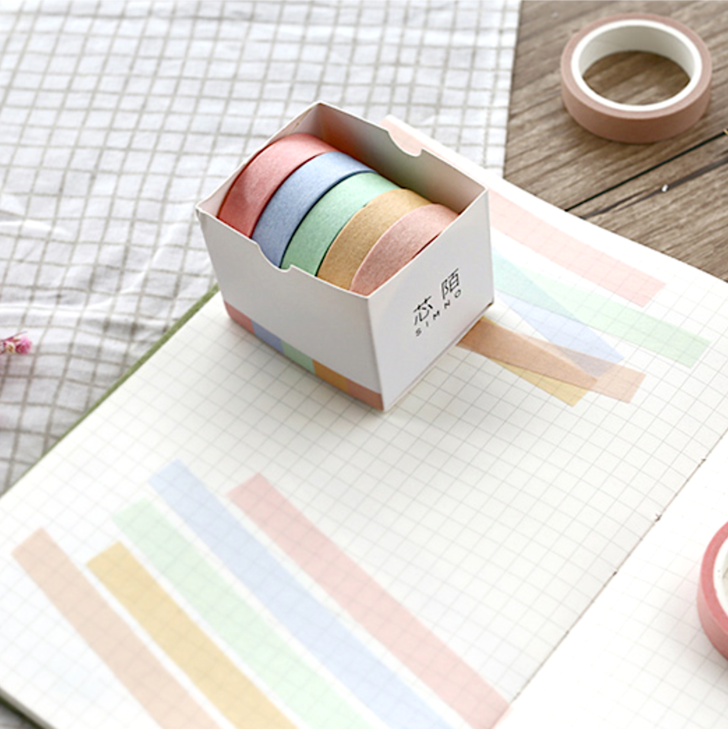 Macaron Color Washi Tape Set - Natural Colors (9 Types)