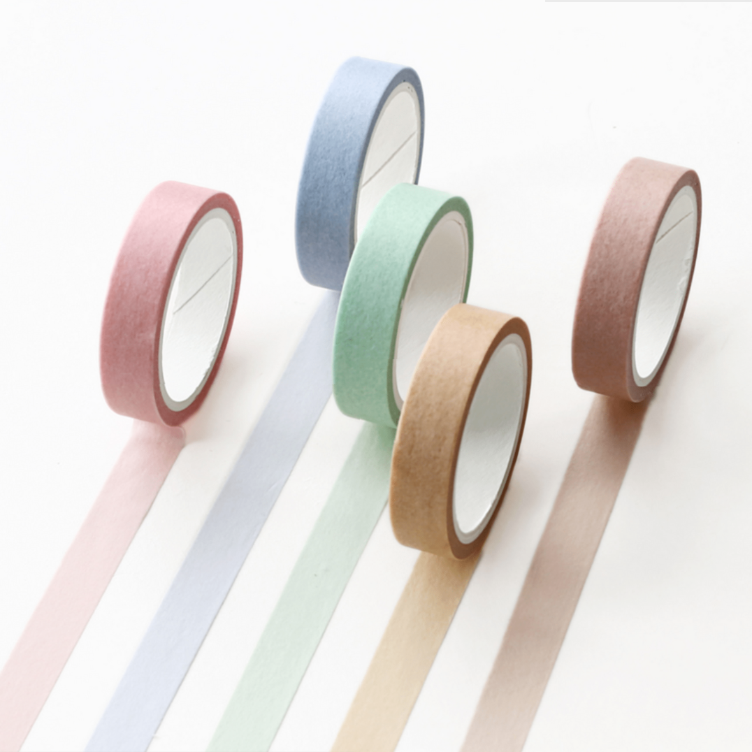 Macaron Color Washi Tape Set - Natural Colors (9 Types)