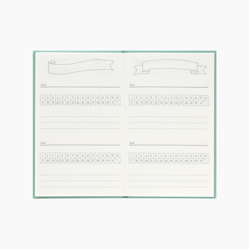 Midori Diary Habit Tracker - Blue Green