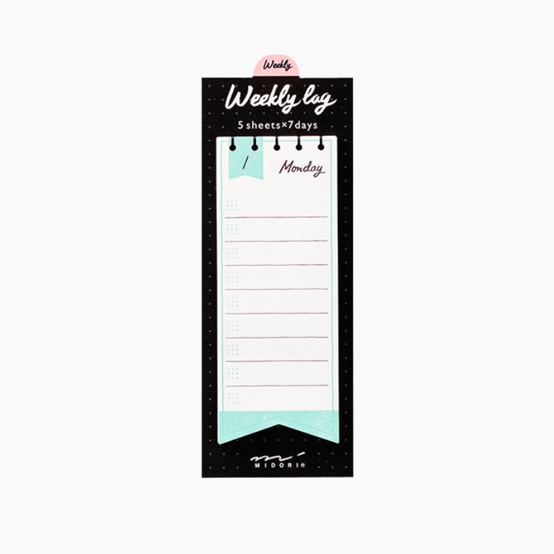Midori Journal Weekly Log Sticky Notes - Ribbon