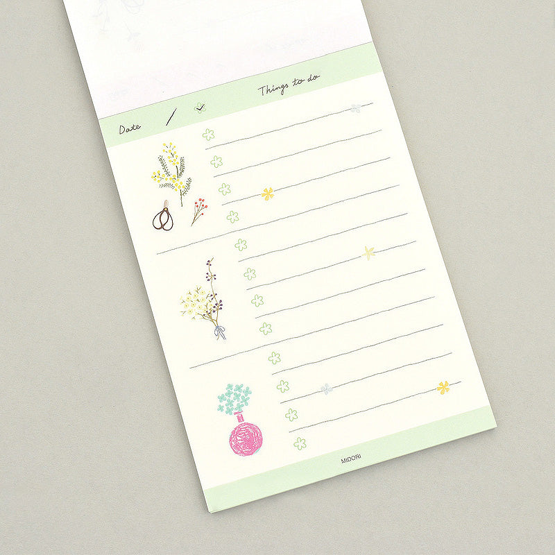 Midori To-Do List Memo Pad - Dried Flowers