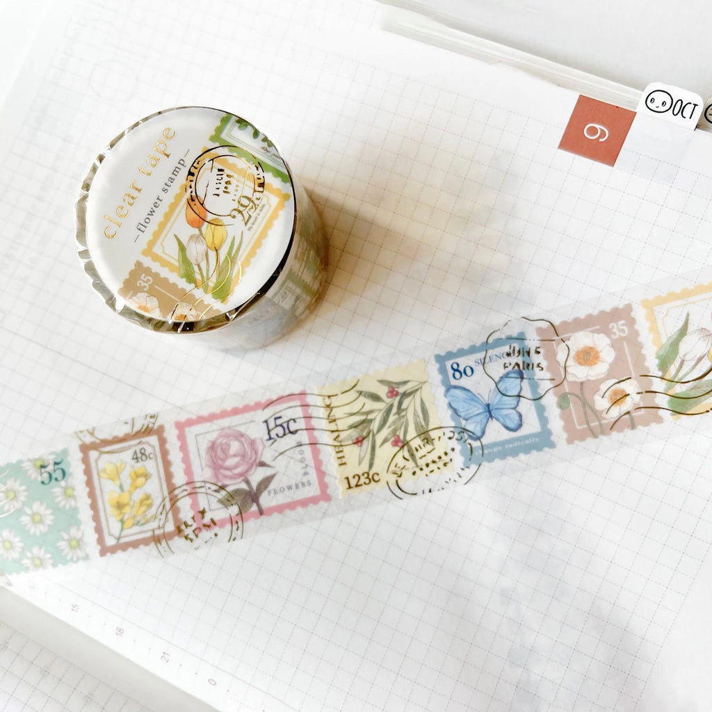 Mind Wave Clear Masking Tape - Flower Stamp