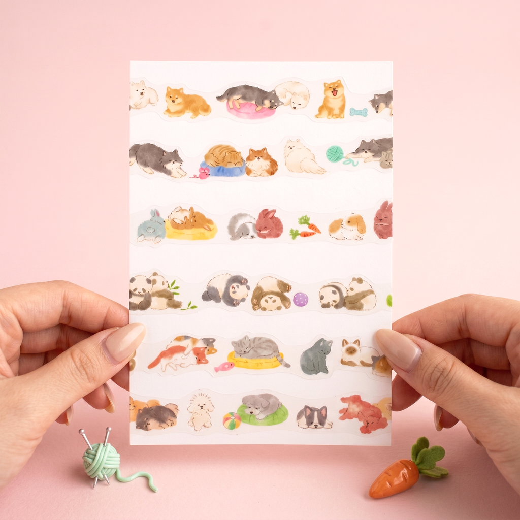 Mind Wave Die-Cut Masking Tape - Naptime Animal Family Series