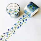 Mind Wave Lyric Series Clear Washi Tape - Blue Flowers