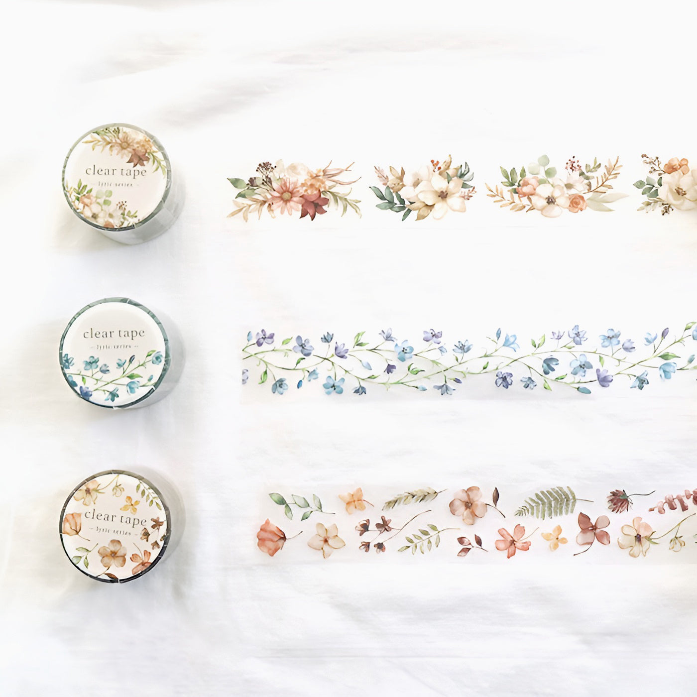 Mind Wave Lyric Series Clear Washi Tape - Blue Flowers