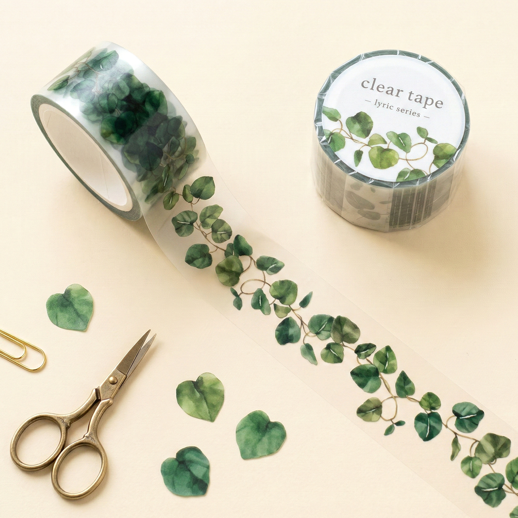 Mind Wave Lyric Series Clear Washi Tape - Green Leaves