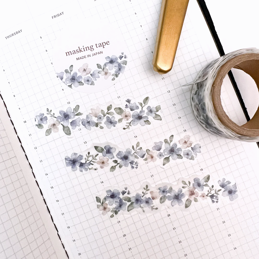 Mind Wave Palette Series Masking Tape - Blue Flowers