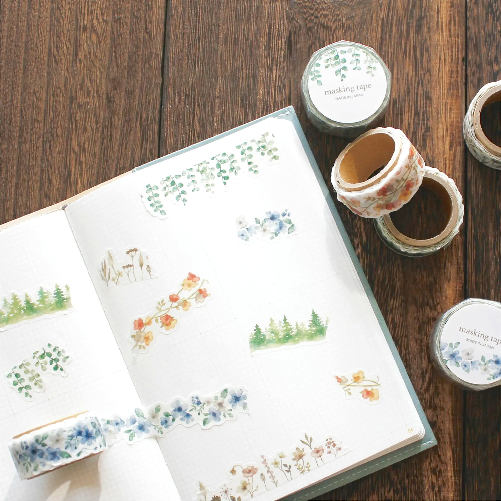 Mind Wave Palette Series Masking Tape - Blue Flowers