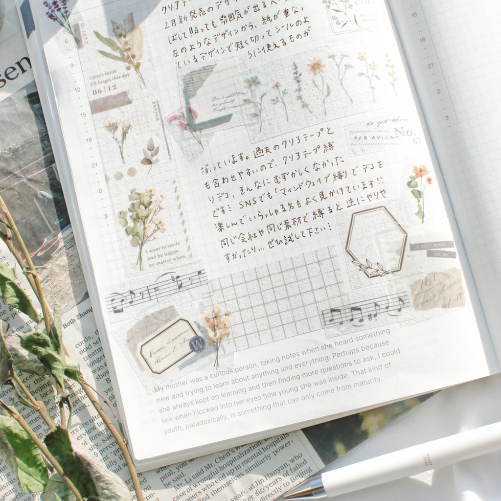 Mind Wave Vintage Clear Masking Tape - Grid Pattern