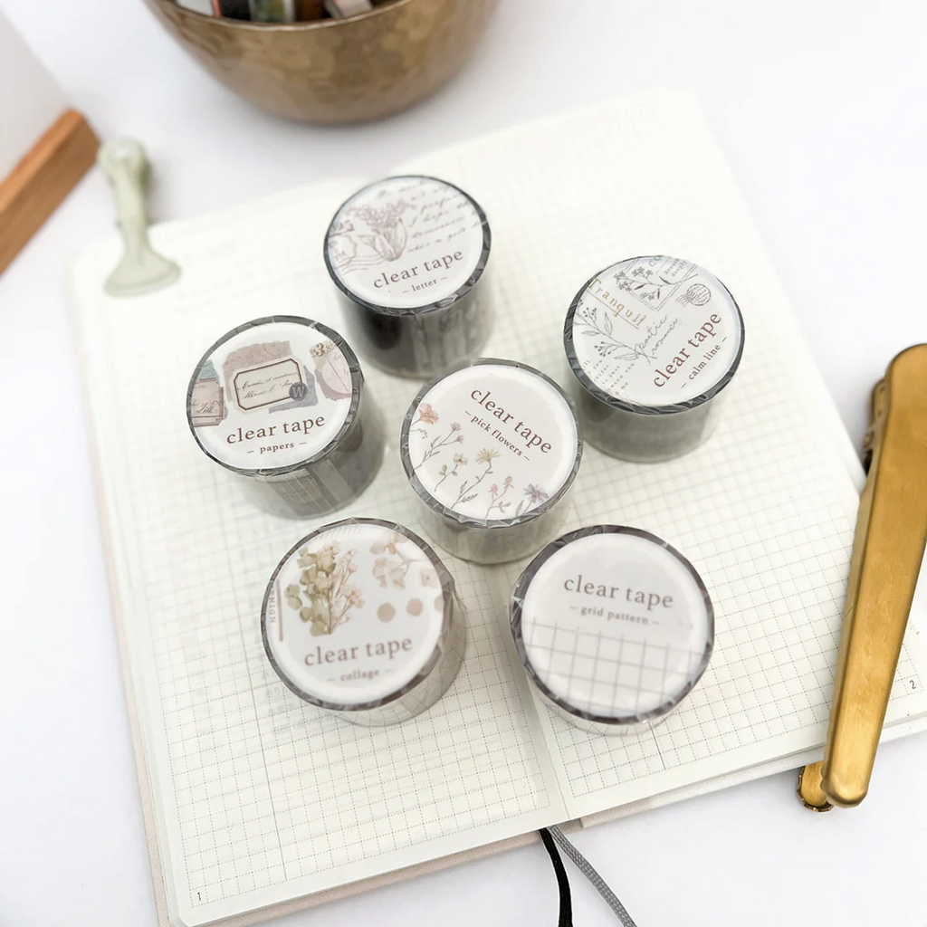 Mind Wave Vintage Clear Masking Tape - Pick Flowers