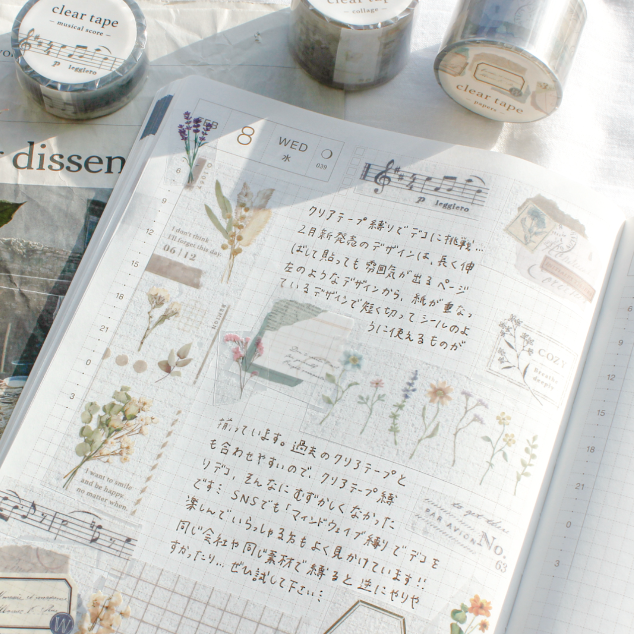 Mind Wave Vintage Clear Masking Tape - Pick Flowers