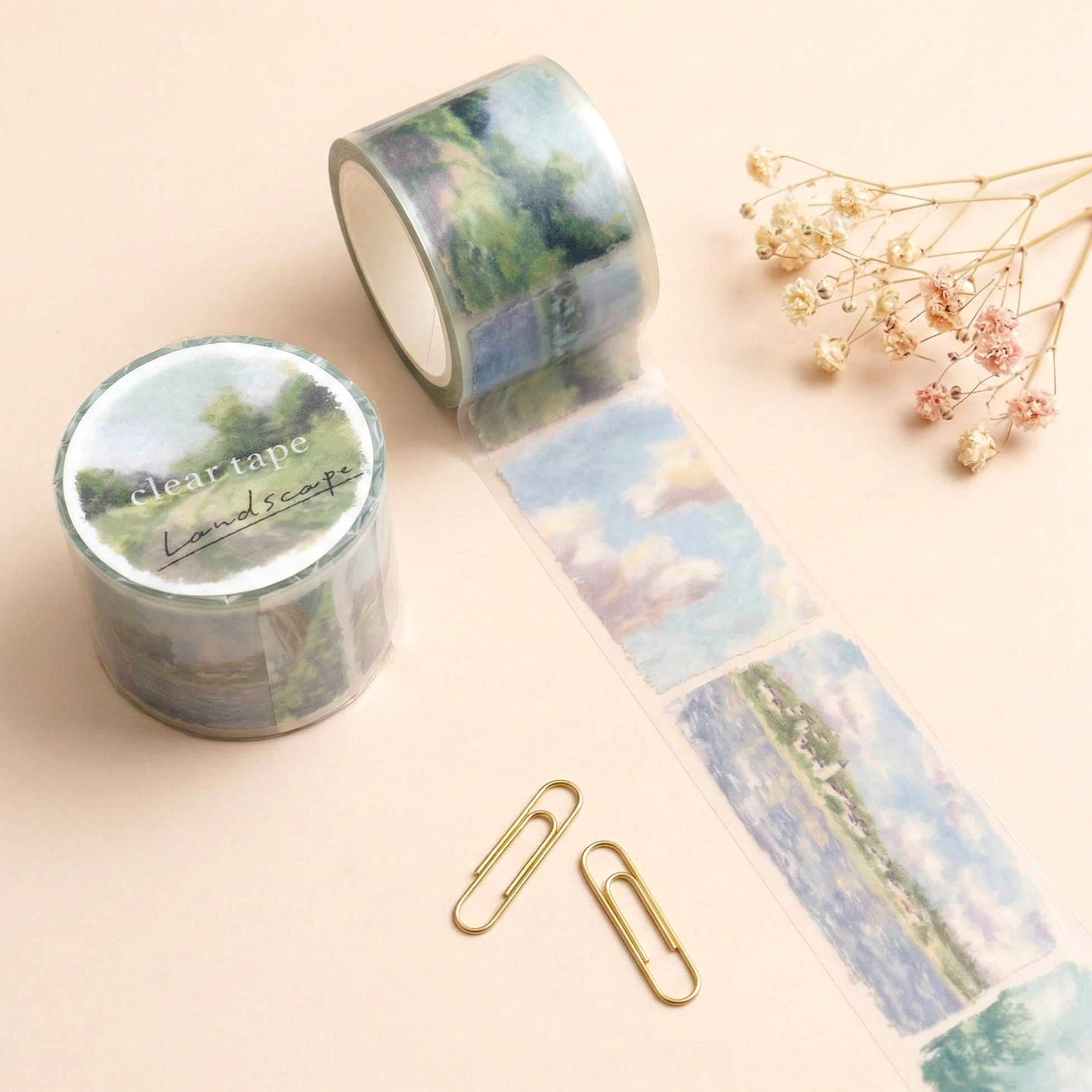 Mind Wave Wide Clear Tape - Landscape - Greenery