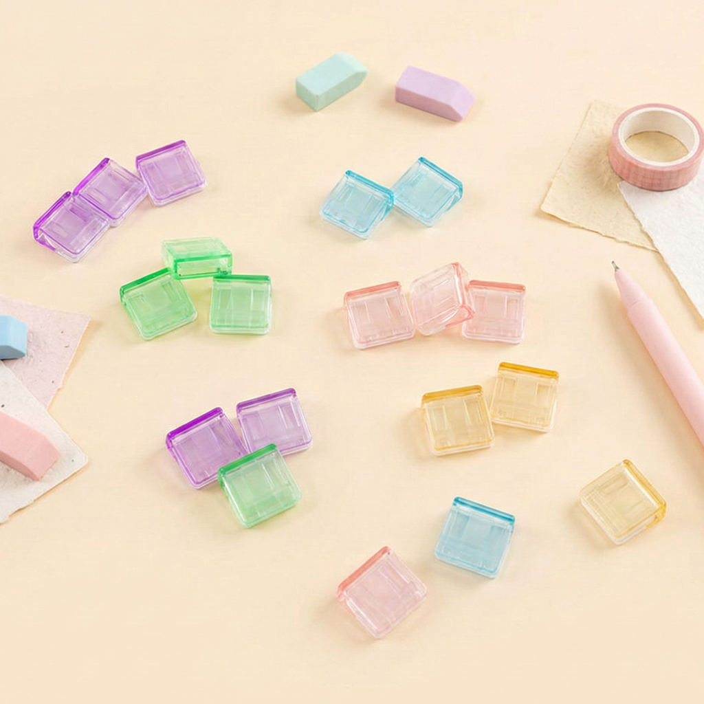 Mini Colorful Transparent Paper Clips - Set of 5