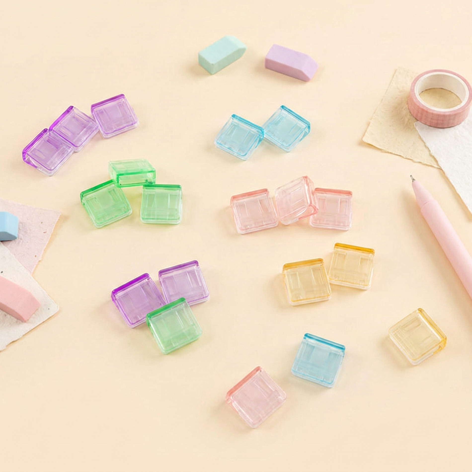 Mini Colorful Transparent Paper Clips - Set of 5