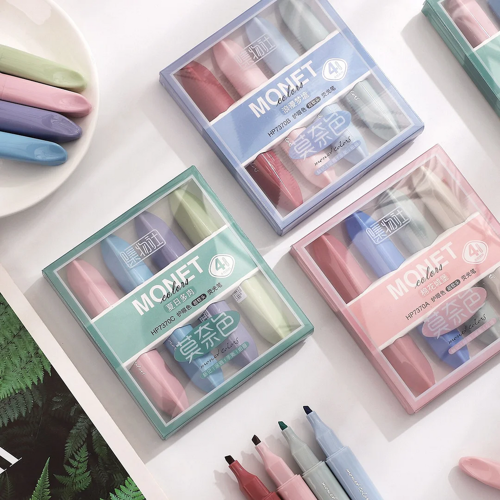 Monet Colors Aesthetic Highlighters - Set of 4