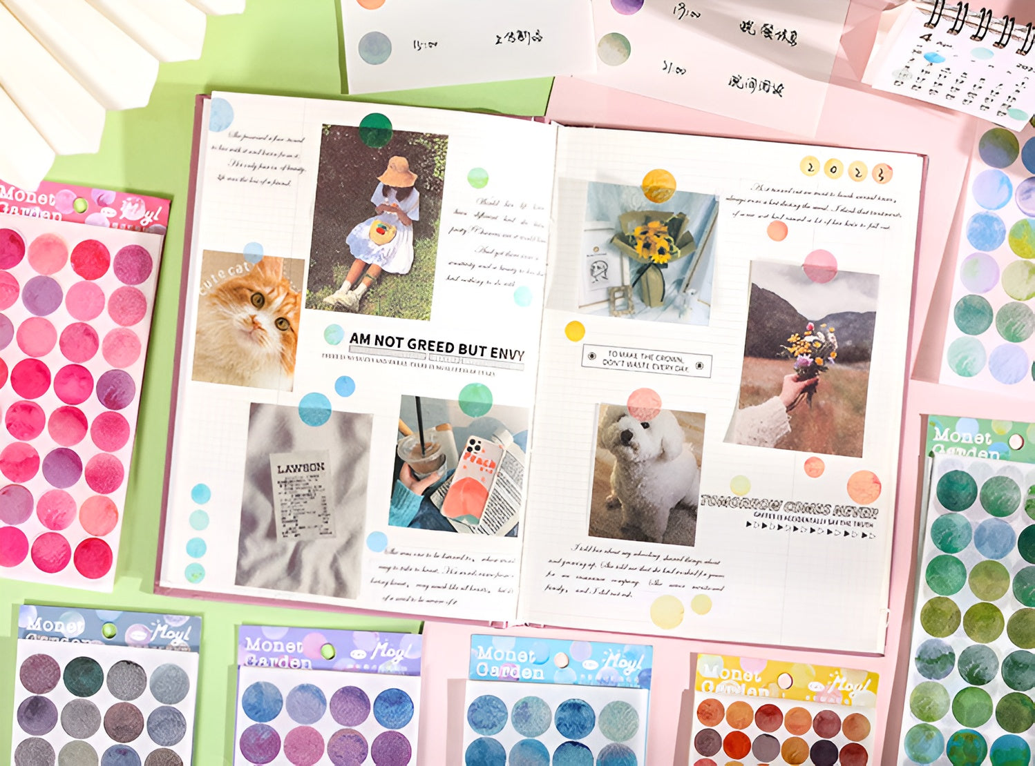 Monet Watercolor Dots - 6 Sheets of Stickers