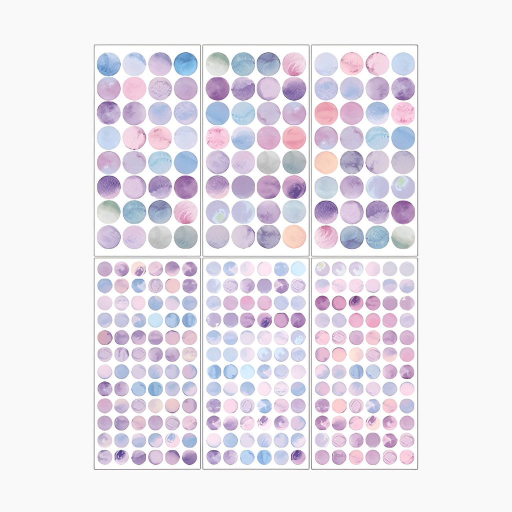 Monet Watercolor Dots - 6 Sheets of Stickers