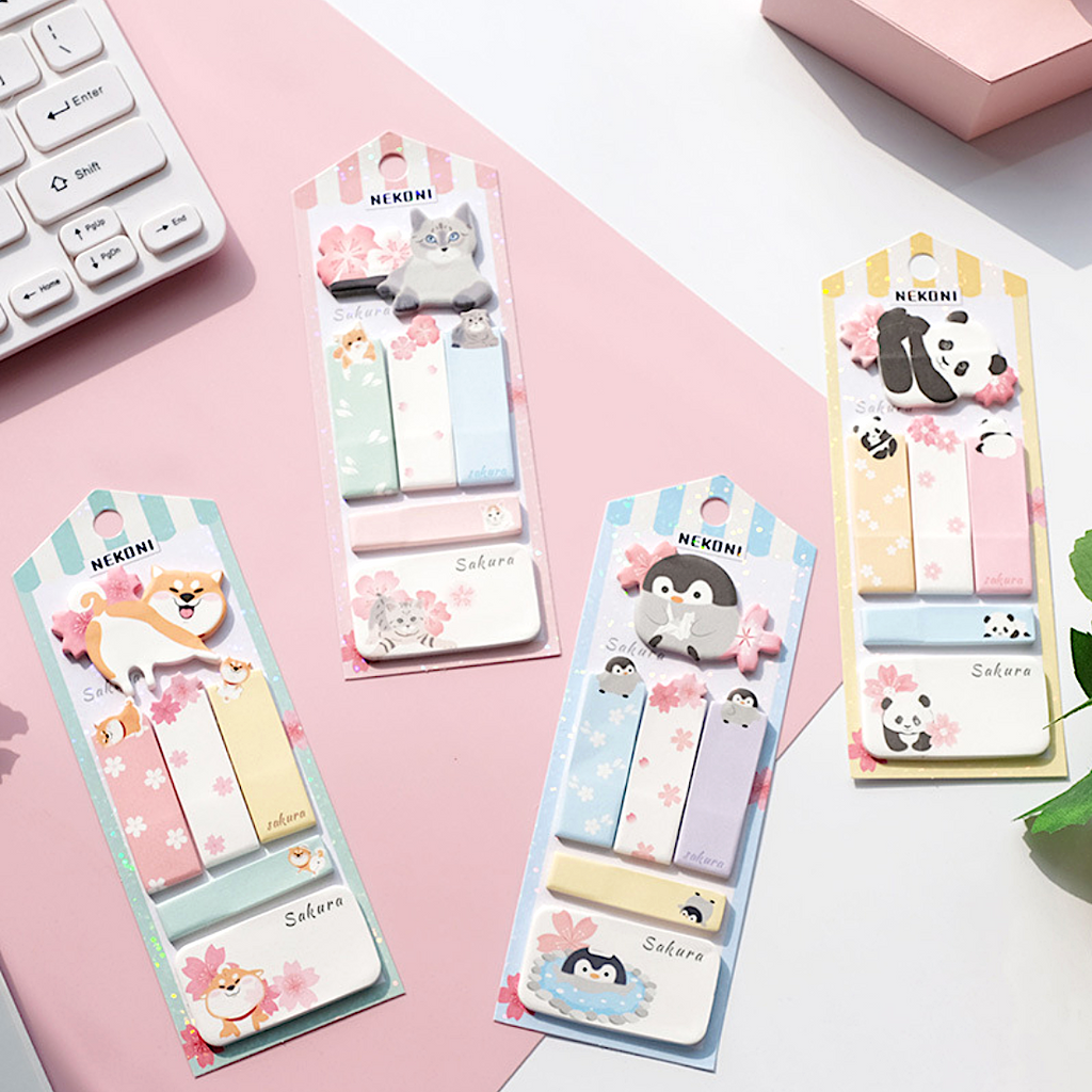 Nekoni Sakura & Animals Sticky Note Set