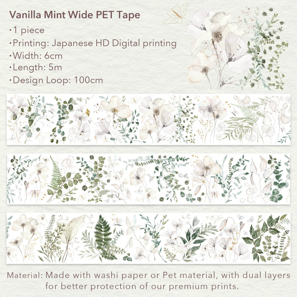 Vanilla Mint Wide Washi/PET Tape