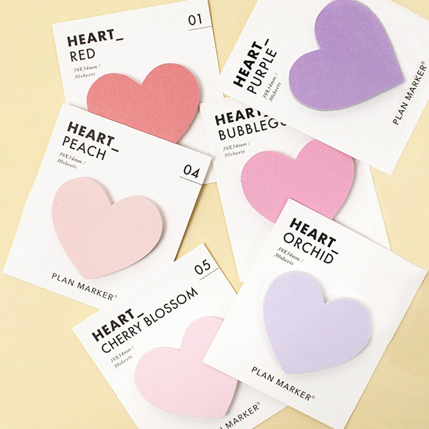 Paperian Color Large Heart Sticky Notes