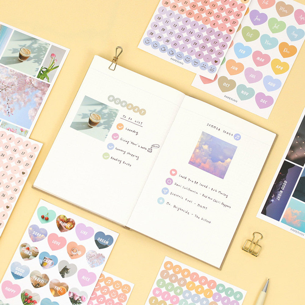 Paperian Diary Deco Removable Stickers - 8 Sheets