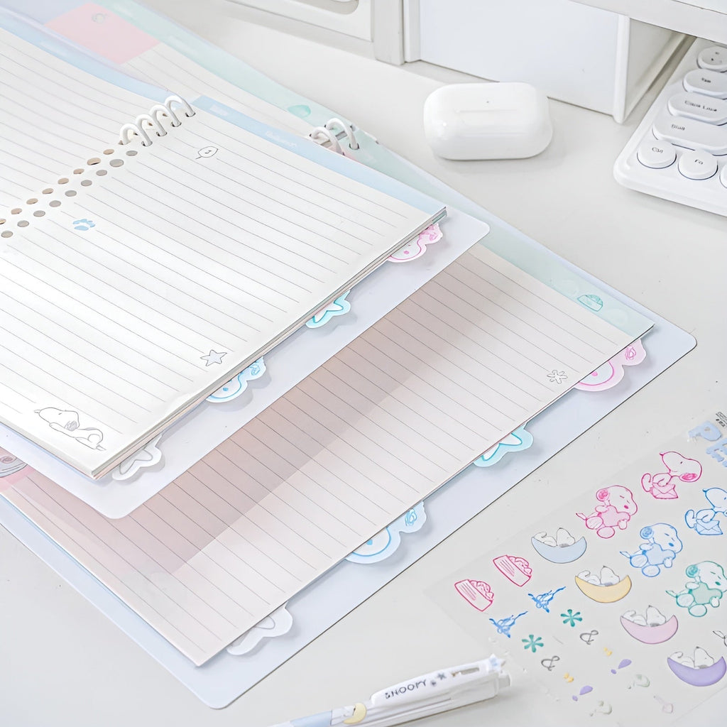 Peanuts Snoopy B5 Binder Notebook + Snoopy Inserts + Stickers - Limited Pastel Snoopy Edition