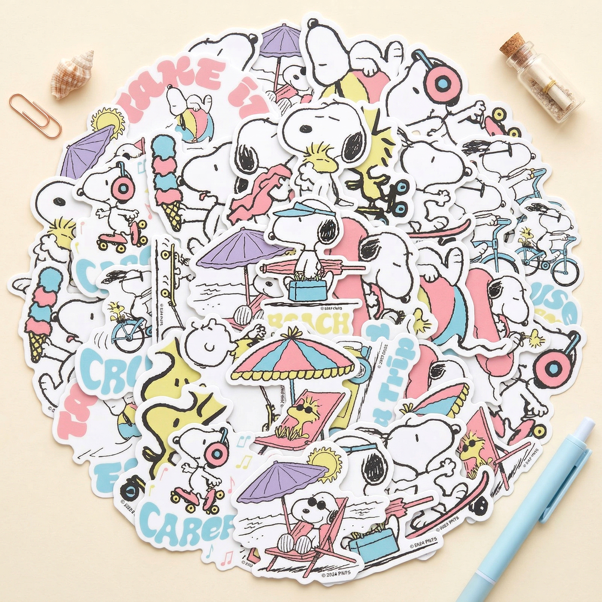 Peanuts Snoopy Beach Vibes Stickers - Limited Summer Edition