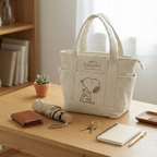 Peanuts Snoopy Corduroy Tote Bag - I Woke Up This Cute (4 Colors)