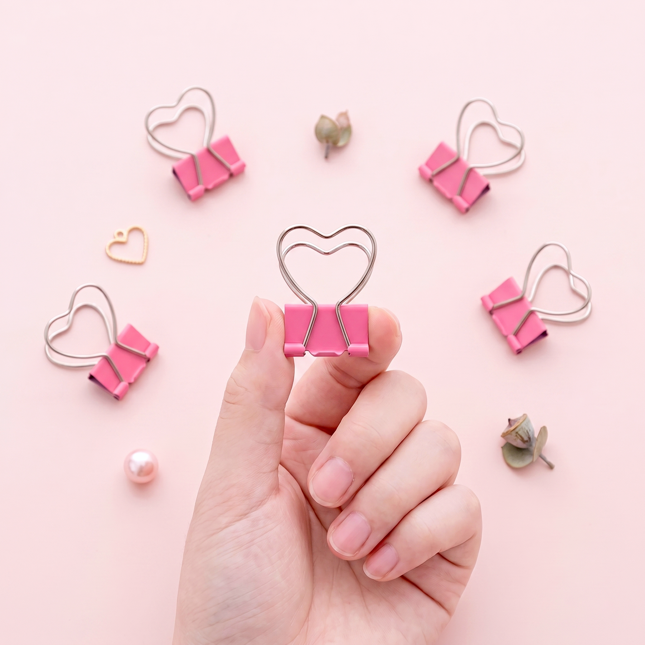 Pink Heart Shaped Binder Clip