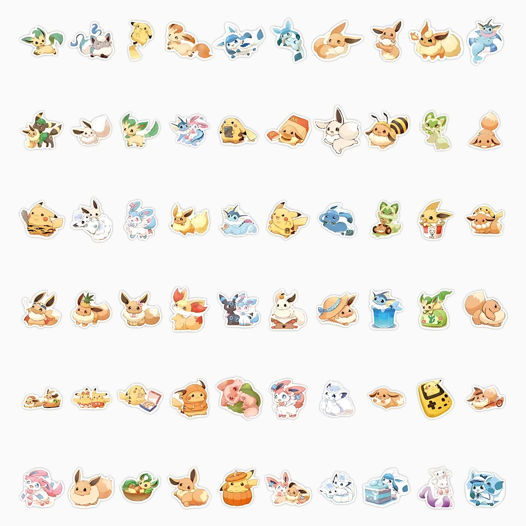 Pokémon Chibi Stickers - Set of 60