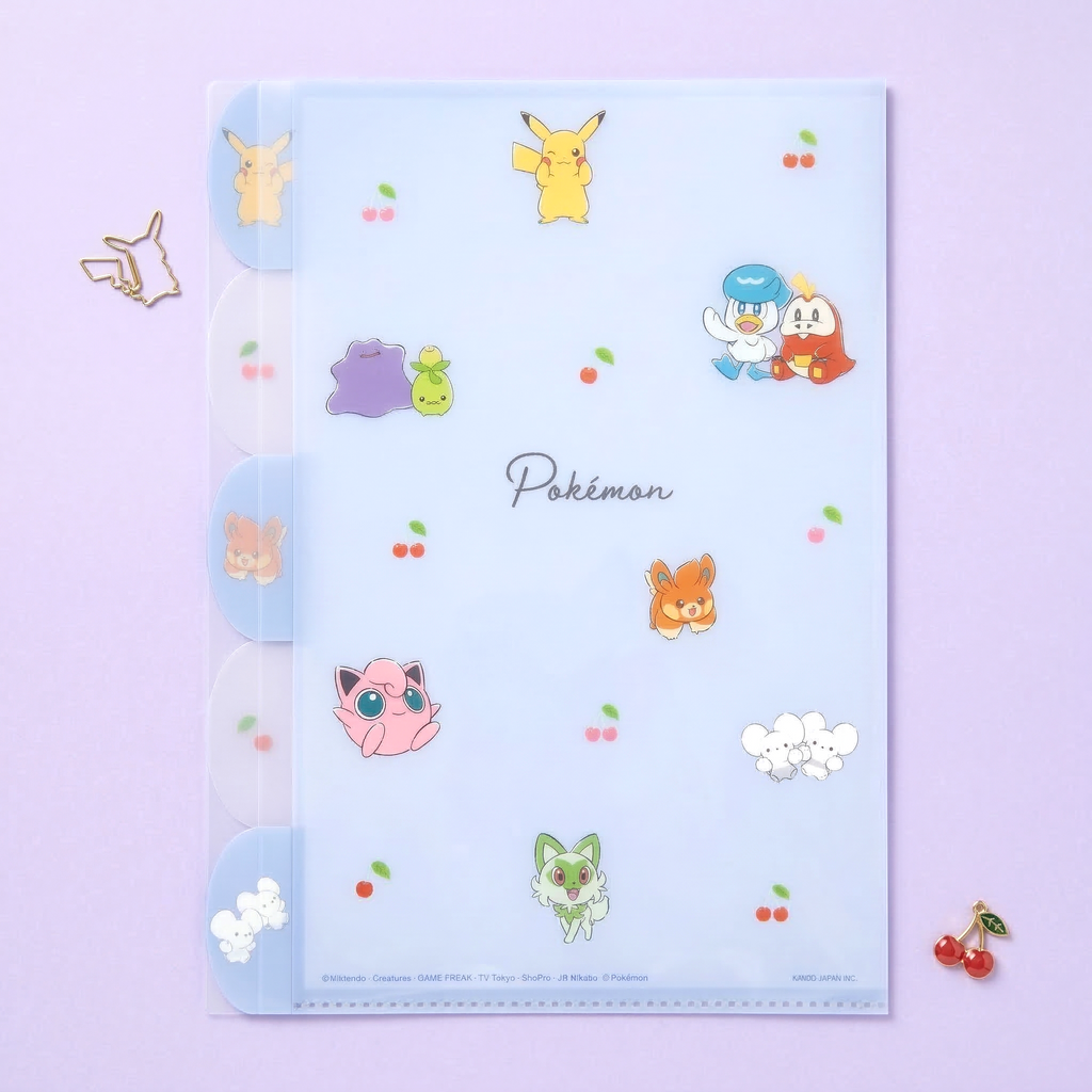 Pokemon Pocket Monsters A4 Folder With Dividers - Limited Edition - Blue