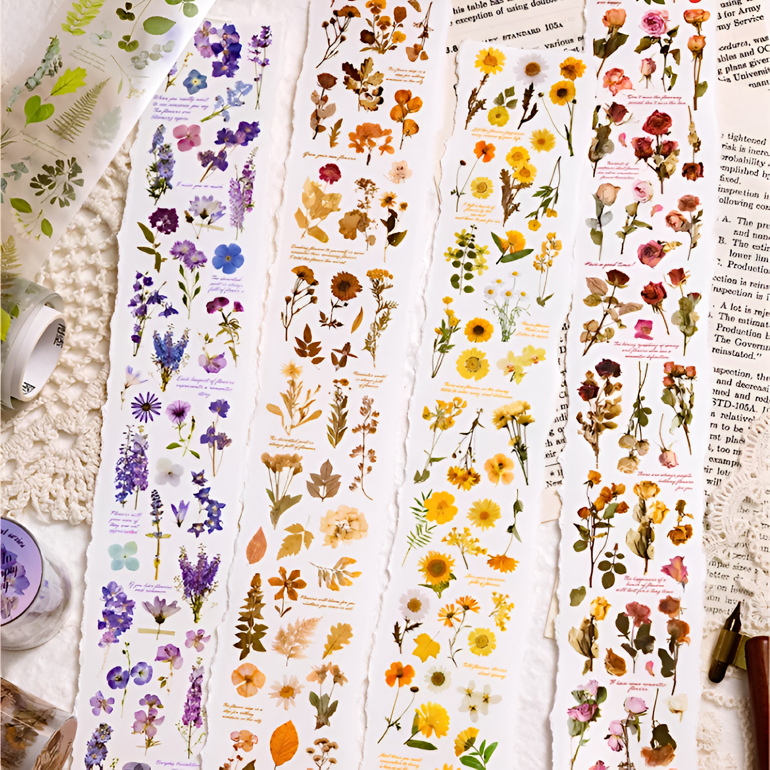 Pressed Flower Clear Masking Tape - Extra Large