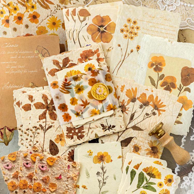 Pressed Flowers Vintage Decorative Paper Set