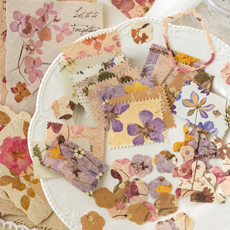 Pressed Flowers Vintage Decorative Paper Set