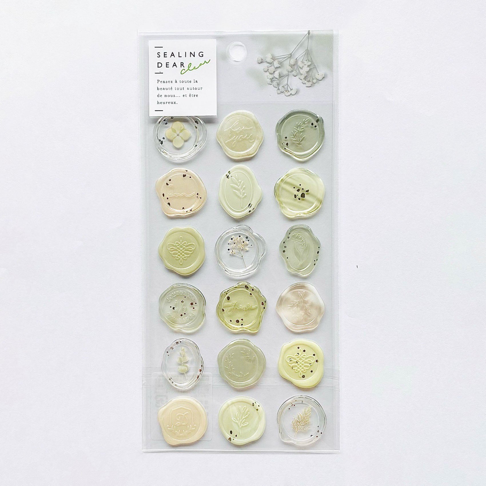 Q-Lia Sealing Dear Clear Stickers - Sage