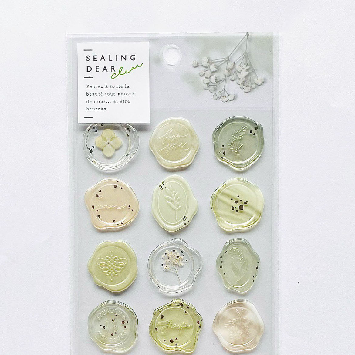Q-Lia Sealing Dear Clear Stickers - Sage