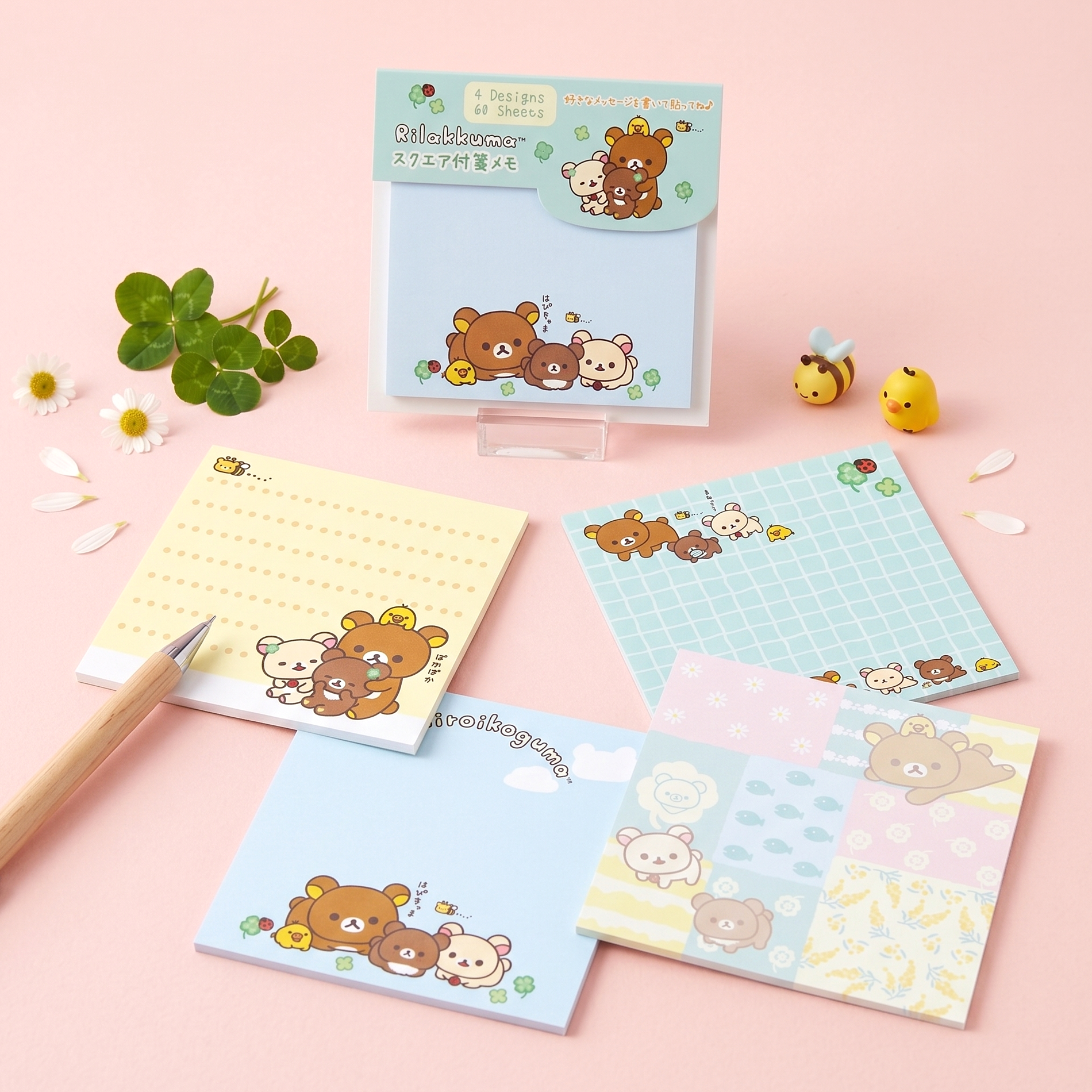 Rilakkuma Clover Sticky Notes (60 Sheets, 4 Designs)