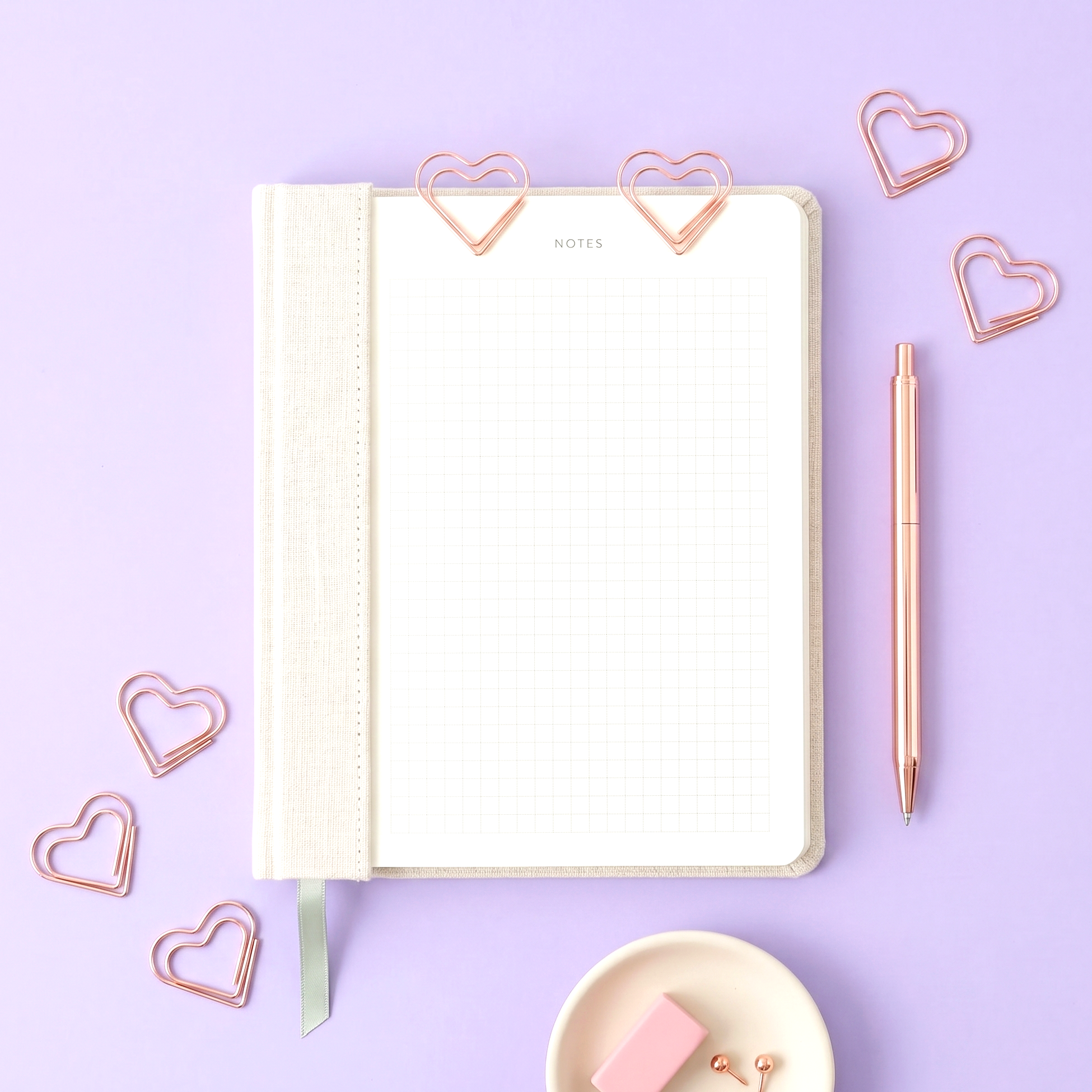 Rose Gold Heart Shaped Paper Clips - Set of 20