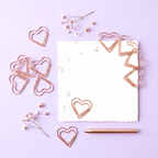 Rose Gold Heart Shaped Paper Clips - Set of 20