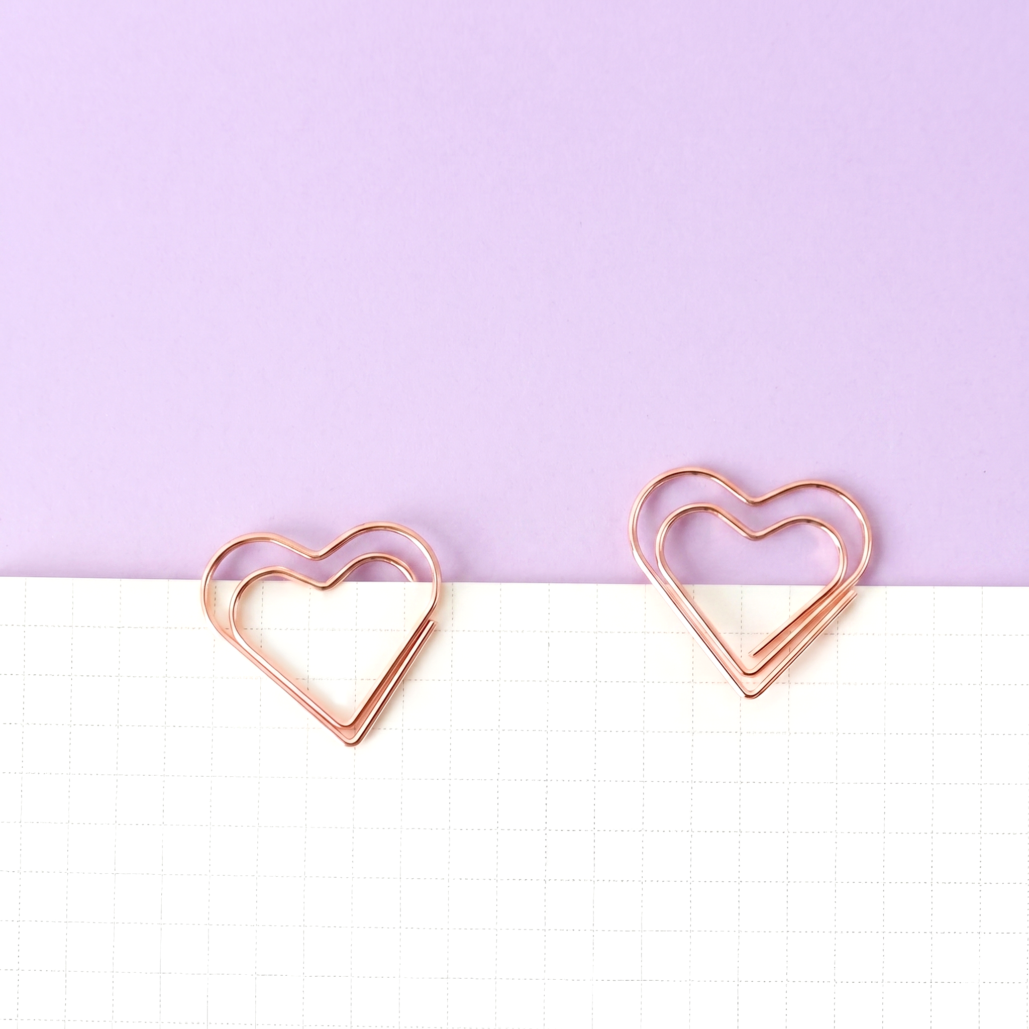 Rose Gold Heart Shaped Paper Clips - Set of 20