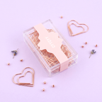 Rose Gold Heart Shaped Paper Clips - Set of 20