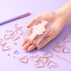 Rose Gold Heart Shaped Paper Clips - Set of 20