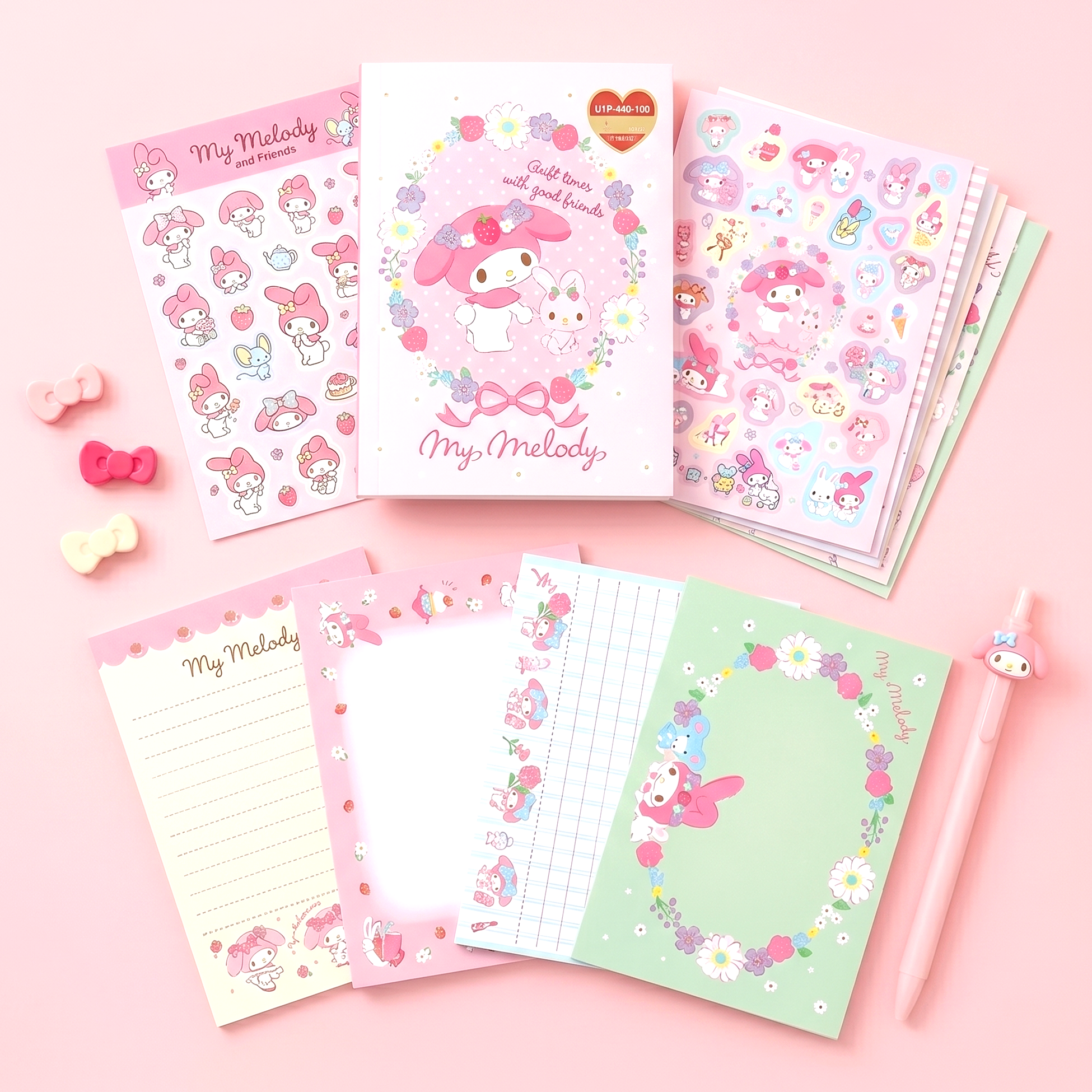 Sanrio Memo Pad Set – 128 Sheets + Sticker Sheet (Extra Large)