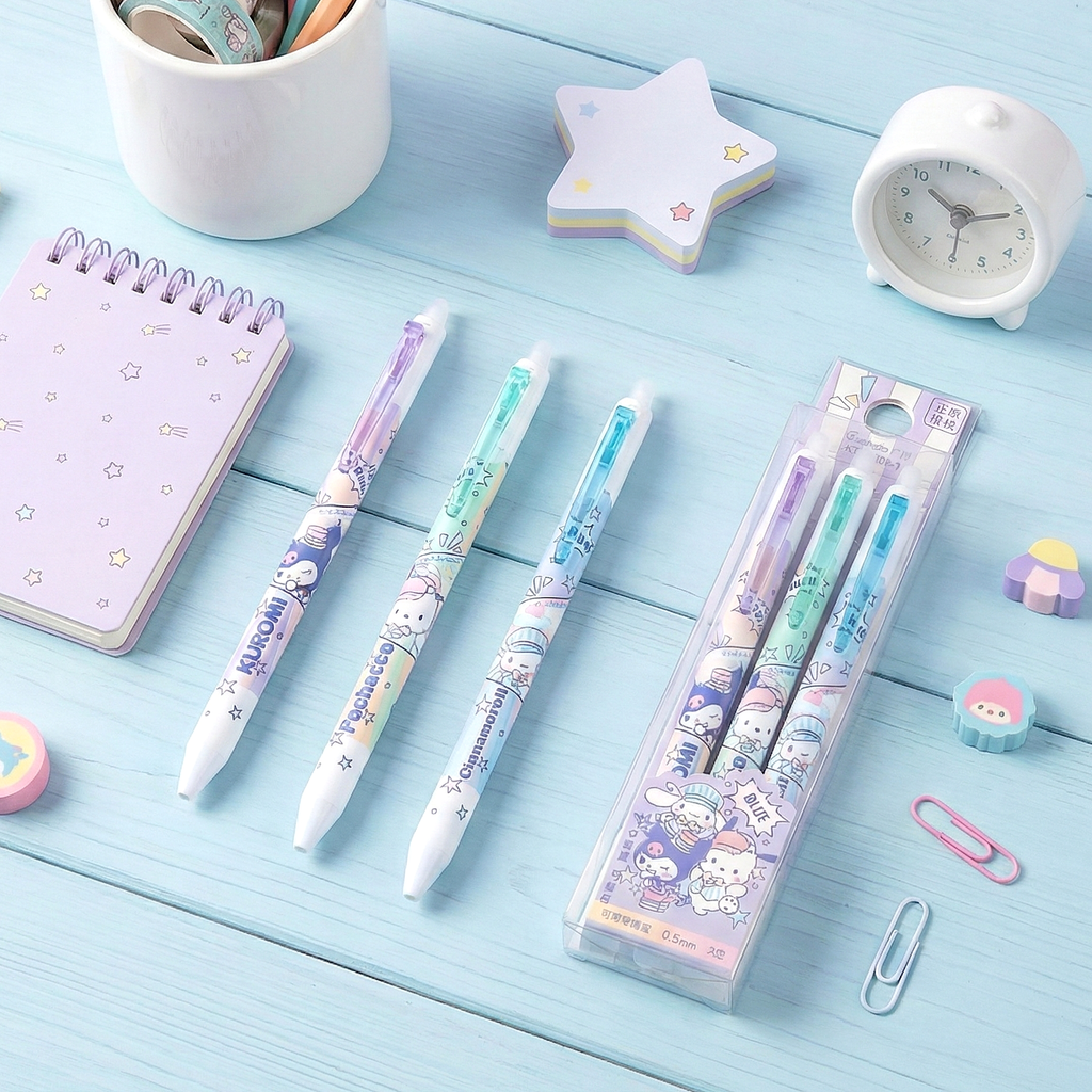 Sanrio Characters Comics Series Erasable Gel Pens - Set of 3