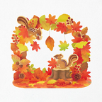 Sanrio Stand Greeting Card - Squirrels & Fall Leaves - Limited Edition