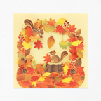 Sanrio Stand Greeting Card - Squirrels & Fall Leaves - Limited Edition