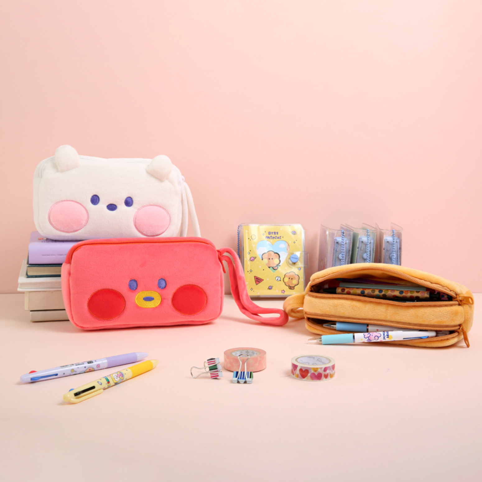 BT21 Minini Plush Double Pockets Zipper Pen Pouch - Chimmy