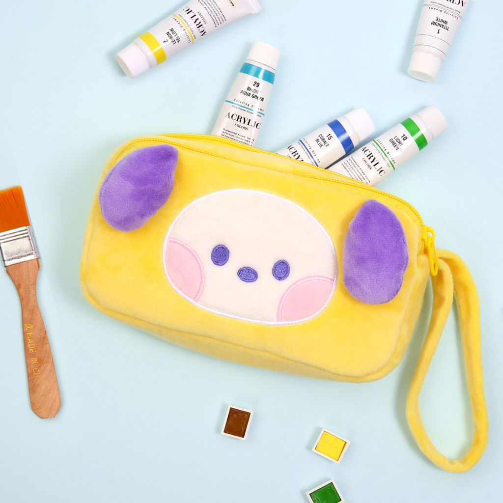 BT21 Minini Plush Double Pockets Zipper Pen Pouch - Chimmy