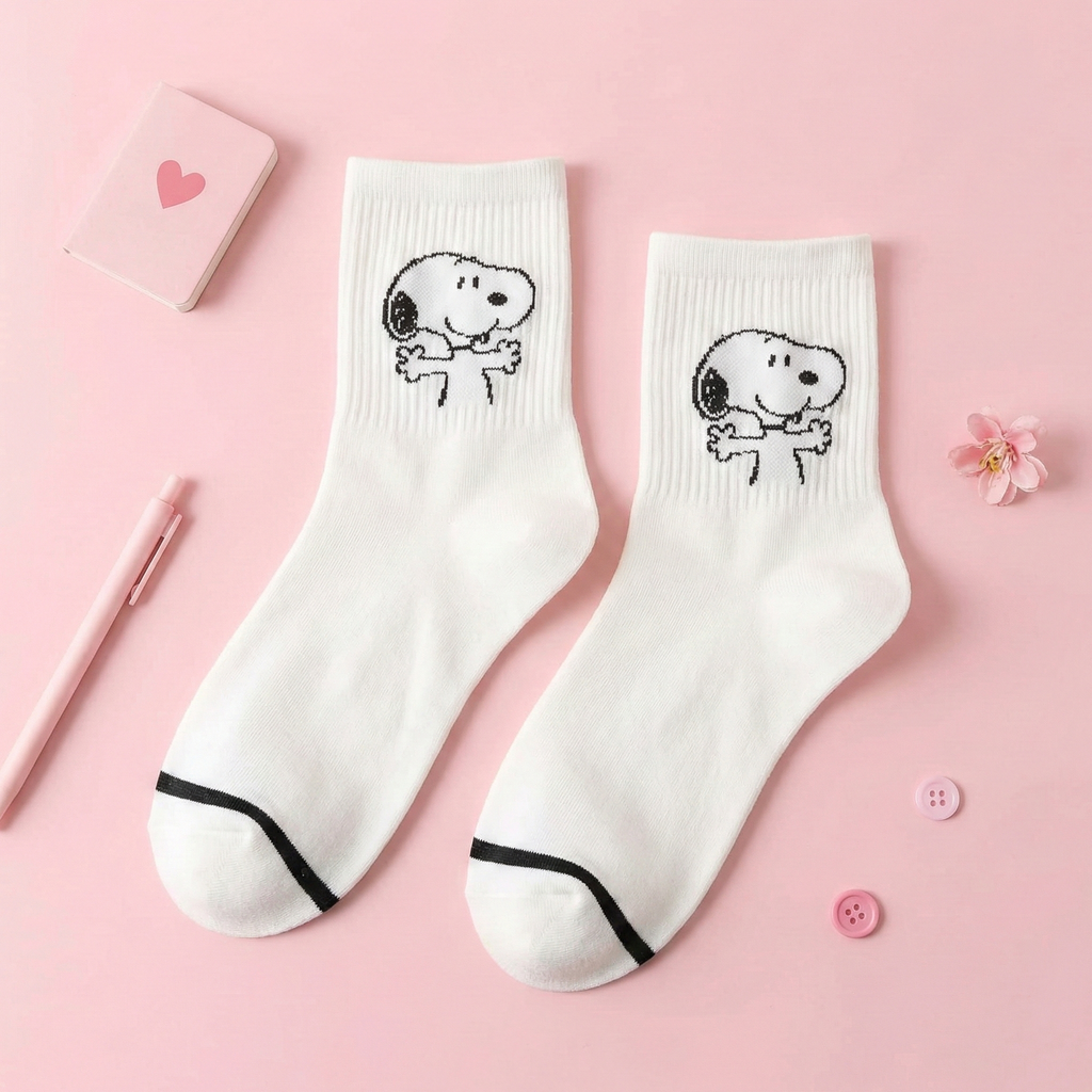 Snoopy Ribbed Crew Socks
